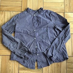 Reformation Purple Stripe Pleated Button Shirt S